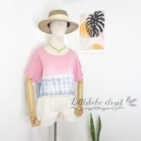 ราคา เสื้อมัดย้อมแขนสั้น เสื้อมัดย้อม มัดย้อมสีพาสเทล ชุดไปทะเล เสื้อไปทะเล ชุดมัดย้อม เสื้อมัดย้อมไล่สี (10260424067)