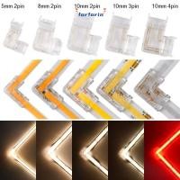 ราคา FORFORIN ขั้วต่อฝาครอบรูปร่าง L, 5/8/10 มม. ขั้วต่อ LED COB แบบไร้บัดกรี 90 องศา, แถบเพื่อแถบโปร่งใส L รูปร่างมุม 2/3/4 พินเชื่อมต่อ (49156283375)