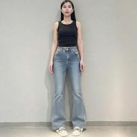 ราคา NAMCHA กางเกงยีนส์ขาม้าผ้ายืด กางเกงยีนส์ขาม้าเอวสูง สียีนส์เทา 2780 (40527389172)