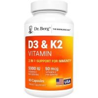ราคา ดร. Bergs Vitamin D3 K2 w/ MCT Oil - รวมวิตามิน D3 5,000 IU, 50 mcg MK7 วิตามิน K2, เกลือน้ําดีบริสุทธิ์, สังกะสีและแมกนีเซียมสําหรับการดูดซับขั้นสุด - K2 D3 วิตามิน (47954638200)