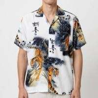 ราคา เสื้อเชิ้ตฮาวาย ลายเสือโคร่งขาว (พื้นสีขาว) ผ้าไหมอิตาลี (29986620085)