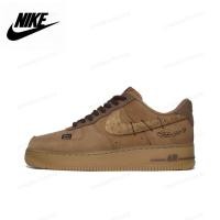 ราคา ♞,♘Nike Air Force 1 รองเท้าลำลองสีน้ำตาลสำหรับผู้ชายและผู้หญิง รองเท้าผ้าใบผูกเชือกสไตล์เรโทร TRD (41803996556)
