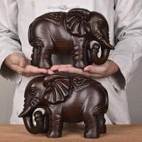 ราคา ไม้แกะสลัก ไม้แกะสลักช้างเครื่องประดับคู่ Lucky Nafu ตกแต่งระเบียงห้องนั่งเล่นไม้มะเกลือทำด้วยมือหัตถกรรมไม้แกะสลัก (20377598029)