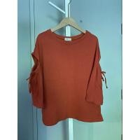 ราคา เสื้อแขนสั้นสีส้มอิฐ มือสอง (24084899228)