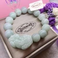 ราคา สร้อยข้อมือหยกพม่า สร้อยข้อมือปี่เซียะ หยกแท้สีแท้ ธรรมชาติ100% (7438438865)