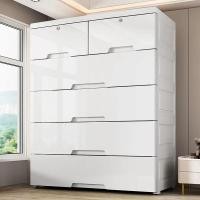 ราคา LESS ลิ้นชัก 7/6/5/4ชั้น ลิ้นชักใส่เสื้อผ้า ตู้ลิ้นชัก ลิ้นชักใส่ของ เพิ่มหนาตู้ลิ้นชักพลาสติก มีล้อ ลิ้นชักสีขาว (26527739721)