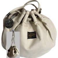 ราคา กระเป๋า สะพาย มือสอง ขายตามสภาพ กระเป๋าหูรูดหนังสีครีม (หรือขาว) แบรนด์ G-Star Originals (45102302265)