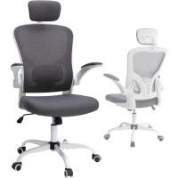 ราคา MOK เก้าอี้ทำงาน กลางเก้าอี้กลับสำหรับโต๊ะคอมพิวเตอร์ที่บ้านพร้อมที่วางแขนพลิกและการสนับสนุนเอวพนักพิงศีรษะปรับได้ (20466927906)