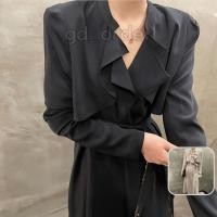 ราคา ดี54|เดรสออฟฟิศเกาหลีดีไซน์คอวีคลื่นยาว สวยหรู เรียบง่าย จีดี (29537967848)