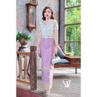 ราคา ผ้าถุงสำเร็จรูปสีกลีบบัวงานป้ายSirasiriกระโปรงผ้าไหมไทย (17868059424)