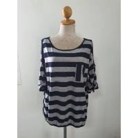 ราคา FF06037 เสื้อแฟชั่น มือสอง สีเทาลายทาง F&F (29678933929)