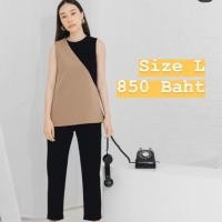 ราคา [PIMNATTA BRAND] Celine top ไซส์ L สีเบจ-ดำ (7020856776)