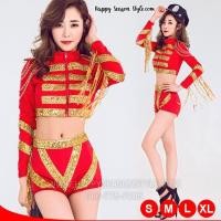 ราคา ชุดเชียร์ พร้อมส่งกีฬาสี พีอาร์ เสื้อคร๊อปเอวลอยแขนยาวสีแดง และพู่โซ่ที่ไหล่ กางเกงขาสั้น (2226696378)