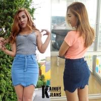 ราคา กระโปรงยีนส์เอวสูง Look Trend ปลายหยัก (675207666)