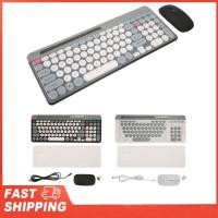 ราคา Wireless Keyboard Mouse Set Rechargeable Retro 2.4G Wireless Bluetooth Keyboard Mouse Set Wireless (48405591767)