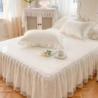 ราคา 3pcs ลูกไม้กระโปรงเตียงนอนเจ้าหญิงเบจลูกไม้กระโปรงแ (27664145098)