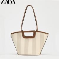 ราคา ZARA HOME 2025 ใหม่ล่าสุด กระเป๋าผ้าใบ 여성 สายคล้องไหล่ Wanted Line สำหรับช้อปปิ้ง (43115067026)