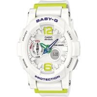 ราคา ลดเพิ่ม 330 ใส่โค้ด INCZ8H3 Casio baby-G นาฬิกาสำหรับผู้หญิง BGA-180-7B2DR สายยางสีขาว/เขียว (7241361237)