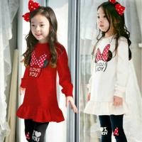 ราคา ชุดกันหนาวเด็ก สาวน้อย 2 ชิ้น เสื้อแขนยาวมินนี่ ชายระบาย มาพร้อมกางเกงเลคกิ้ง ลายน่ารักมาก ผ้าคอตตอนนุ่ม (2791619918)
