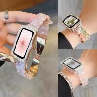 ราคา Dreamy Resin Watch Strap + Case Compatible For Huawei Band 10 สาย Huawei Band 9/ 6/ Huawei Band 7 เคส Huawei Band 8/8NFC/9/9NFC/ Huawei Band 10 เคส Huawei Band 9 Strap Huawei band 10 Strap Watchband H