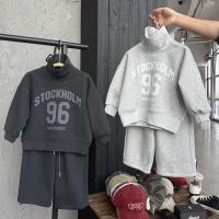 ราคา เด็กฤดูหนาวสไตล์อเมริกันชุดขนแกะชิ้นเดียวชายหญิงตัวอักษรหนาคอเต่าเสื้อกันหนาวตรงกางเกงชุดสองชิ้น20260123 (46505176884)