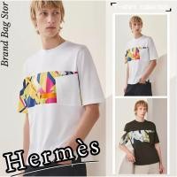 ราคา ♞,♘,♙Hermès "Poche en rayure imprime" t-shirt/ของแท้ 100% DA (29431660818)