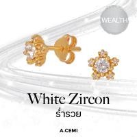 ราคา A.CEMI White Zircon Nova Earring (GD) ต่างหูพลอยแท้ เพทายขาว ต่างหูเงินแท้ ชุบทอง 18K โกลว์ (22762146161)
