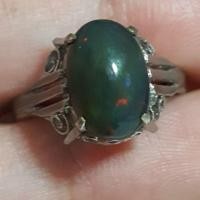 ราคา แหวนโอปอลดำแท้ งานเก่า (Natural black opal ring) Size 6.5 (1032347404)