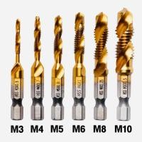 ราคา ชุดดอกต๊าปเกลียว ชุบไทเทเนียม ดอกต๊าป M3-M6 จำนวน6ดอก ดอกต๊าปเกลียว สีทอง (24769139470)