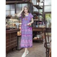 ราคา เดรสทรงเกาหลีผ้าฝ้ายพื้นเมืองพิมพ์ลาย (27210028734)