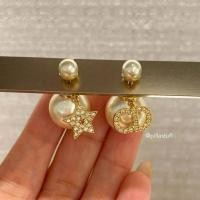 ราคา New Dior CD Tribales Earrings ต่างหูดิออร์ฝังคริสตัล (29117638697)