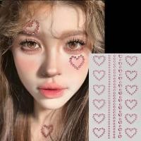 ราคา 3d Face เครื่องประดับคริสตัลเพชร Tattoo สติกเกอร์ DIY ผู้หญิงตา Face Body สีชมพูหัวใจ Pearl Rhinestones 3D แต่งหน้า Art Stage (24533370450)