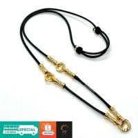 ราคา สร้อยพระเชือกหนังชุดแขวนพระแบบปล้องพร้อมห่วงกลมฝังเพชรCZสำหรับแขวนพระ3องค์ (21037011268)