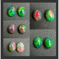 ราคา โอปอลดำคู่ รูปทรงวงรี ขนาด 8x6 มม. พลอยธรรมชาติ 100% Black opal pair 8x6mm oval shape 100% natural gemstone (57704984126)