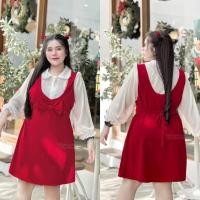 ราคา ชุดเซ็ตสาวอวบ เสื้อเชิ้ตชีฟอง+เอี๊ยมเดรสวูลเวฟ น่ารักเกินนน ฮ588 (26417674150)