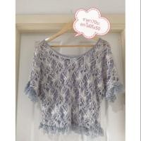 ราคา ส่งต่อ​ เสื้อ​ลูกไม้​อัดแน่น​ สวยมาก​ ดูหรู​ แพง​ สีเทาดอกขาว​ ผ้านิ่ม​ เนื้อดีมาก (2830148646)