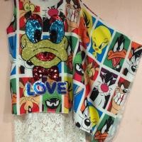 ราคา เดรสสไตล์ Moschino งานเกาหลีแท้ป้ายห้อย มือหนึ่ง ผ้าฮานาโกะ สวย เก๋ สดใสชัดเจน ปักเลื่อมสวยงาม ราคาเบา ๆ❤️ (1265996372)