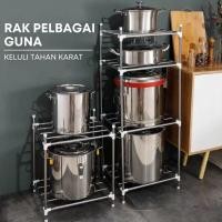 ราคา Canel & Co 6 ชั้นหม้อที่เก็บของในครัวชั้นวางสแตนเลสชั้นวางรัก Dapur Serbaguna Rak Besi 房置物架 (55705734784)