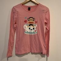 ราคา เสื้อPaul frankแท้ แขนยาวสีชมพู size M มีตำหนิเลอะด้านหน้า1จุด อก36”ยาว24” (21425615385)