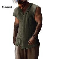 ราคา เขา_ ผู้ชายเสื้อกั๊กสีทึบสบายๆที่เดินทางมาพักผ่อนแต่ละแบบเก่าหลวมประเภทฉีกขอบโวลต์คอแขนกุดผู้ชายเสื้อกล้ามเสื้อผ้าทุกวัน (41626857303)