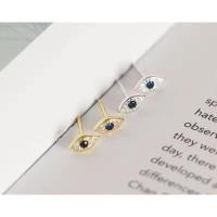 ราคา Zircon Blue Evil Eye Stud Earrings ต่างหู evil eye สินค้าจากตุรกี แถมแป้นยาง (40370592768)