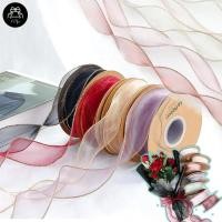 ราคา กระดาษห่อดอกไม้กันน้ำและริบบิ้นริบบิ้น วัสดุที่ใช้ห่อดอกไม้ กระดาษห่อดอกไม้ Organza ซาตินริบบิ้น, ริบบิ้นปลาสีสันสดใส (50403576739)
