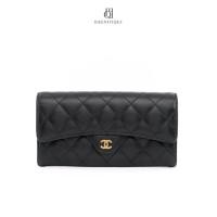 ราคา [ของแท้] CHANEL SARAH CLASSIC LONG BLACK CAVIAR GHW มีใบรับประกัน ตรวจสอบได้ทุกใบ ✅ (42977592625)