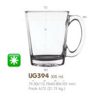 ราคา แก้วน้ำใสมีหู UG-394 (ราคาใบละ) แก้วน้ำทรงกระบอก ความจุ 305ml ทนร้อน 80 องศา (42016139135)