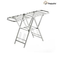 ราคา Thejoyful ราวตากผ้าพับได้ ราวตากผ้าสแตนเลส Folding clothes rack ราวแขวนตั้งพื้นทรงกางปีก กว้าง 140ซม. (41058711648)