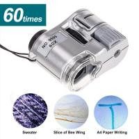 ราคา 60X Handheld Magnifying Glass Mini Pocket Microscope Loupe Currency Detector Jeweler Magnifier With LED Light (48955037570)