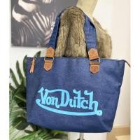 ราคา กระเป๋า Von Dutch Denim Bag มือสองของแท้ (14386305454)