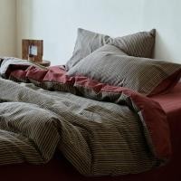 ราคา สไตล์ญี่ปุ่นลายเส้นด้ายฝ้ายย้อม Jacquard ชุดสี่ชิ้นผ้าฝ้ายแท้ Class A Maother ผ้าปูที่นอนเกรดเด็กผ้าห่มปก B & B ผ้าปูที่นอนโรงแรม 4 (47504464250)