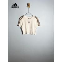 ราคา ADIDAS เสื้อยืดแขนสั้นปักโลโก้ด้านหน้าแต่งแถบข้าง (มือสอง) (51906313376)