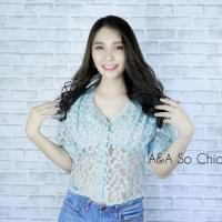 ราคา เสื้อเชิ๊ตสั้น ผ้าแก้วปักลายดอกเดซี่ (7158835490)